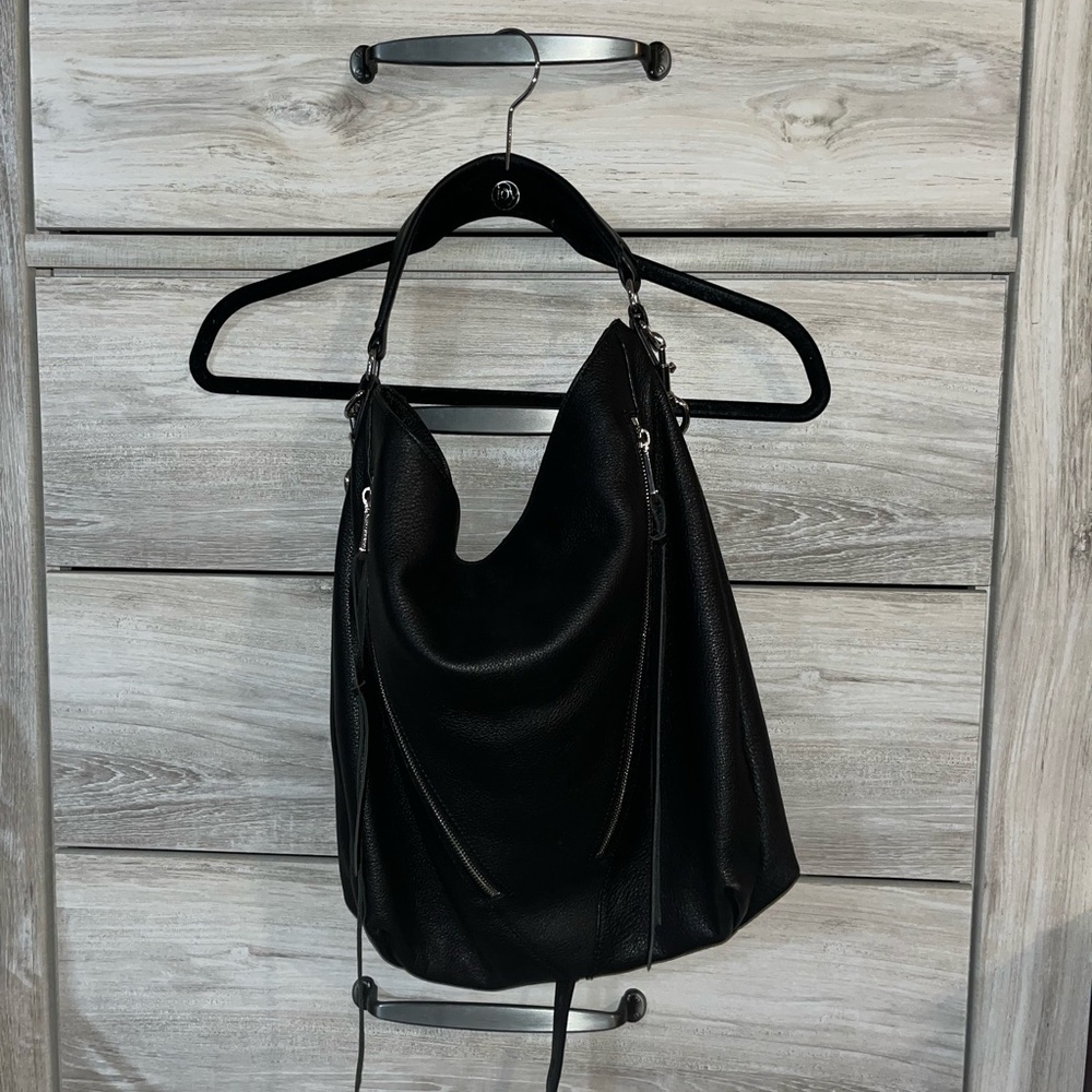 Elegant Black Leather Tote Bag
